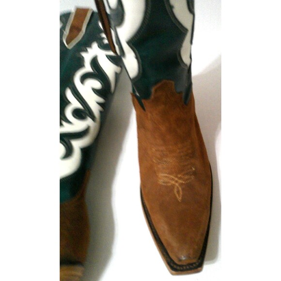NWT Womens 9 Ariat Elvira Stretchfit Boot Western Green Brown White Leather Tall - Picture 4 of 14
